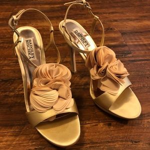 Badgley Mischka Randee Gold Satin Heel